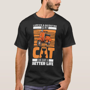 Camiseta Gato de ciclomotor - Motocicleta Scooter Bicicleta