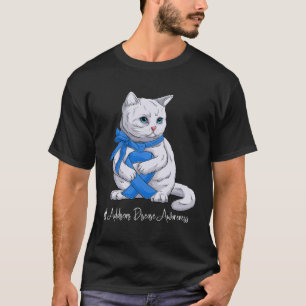 Camiseta Gato de Cinta Azul Mes de Conciencia sobre la Enfe