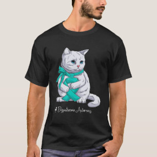 Camiseta Gato de cinta azul turquesa del Mes de Concienciac