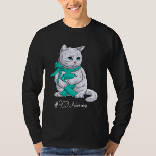 Camiseta Gato de cinta azul turquesa del Mes de Concienciac
