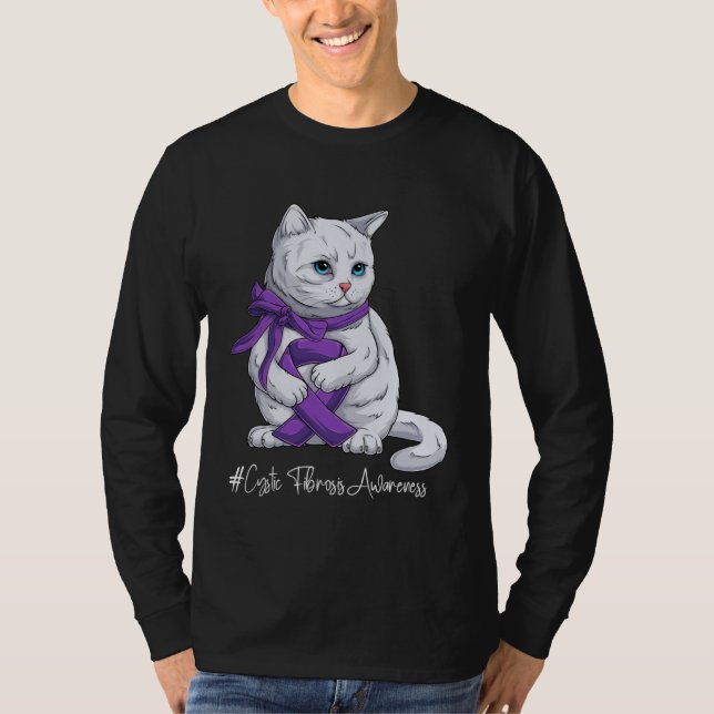 Camiseta Gato de cinta morada del Mes de Conciencia sobre l (Anverso)