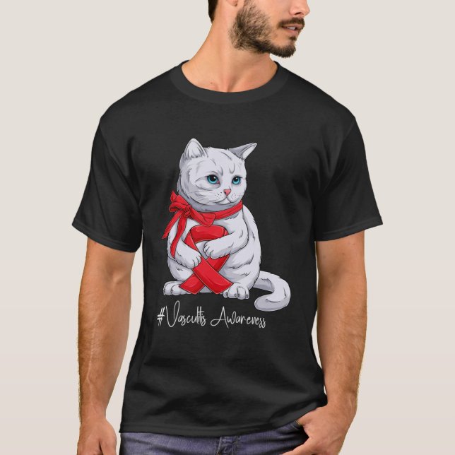 Camiseta Gato de Cinta Roja Mes de Conciencia sobre la Vasc (Anverso)