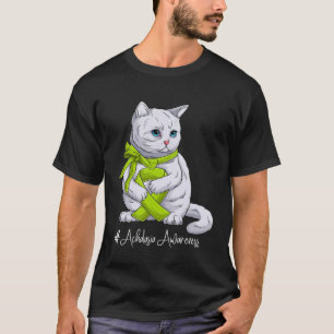 Camiseta Gato de Cinta Verde Lime del Mes de Concienciación