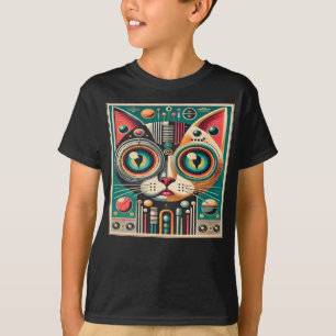 Camiseta Gato de circuito retro futurista de mediados de si