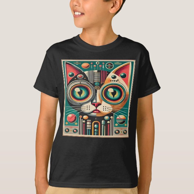 Camiseta Gato de circuito retro futurista de mediados de si (Anverso)