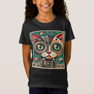 Camiseta Gato de circuito retro futurista de mediados de si