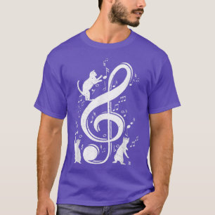 Camiseta Gato de clave de sol Músico Amante de los gatos No