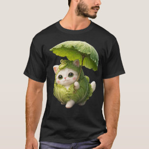 Camiseta Gato de Col Repollo Adorable Paraguas de Lluvia Ar