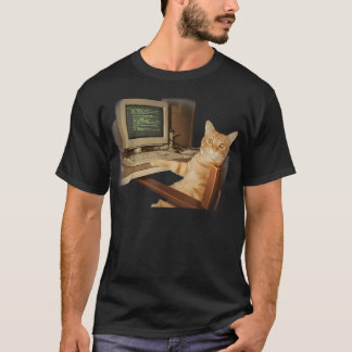 Camiseta Gato de computadora retro divertida ciencia