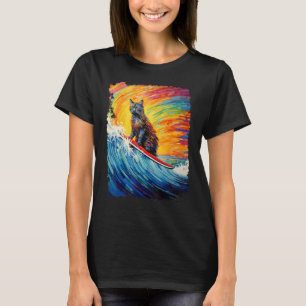 Camiseta Gato de concha de tortuga Pop Art haciendo surf en