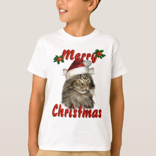 Camiseta Gato de Coon de Maine de las Felices Navidad