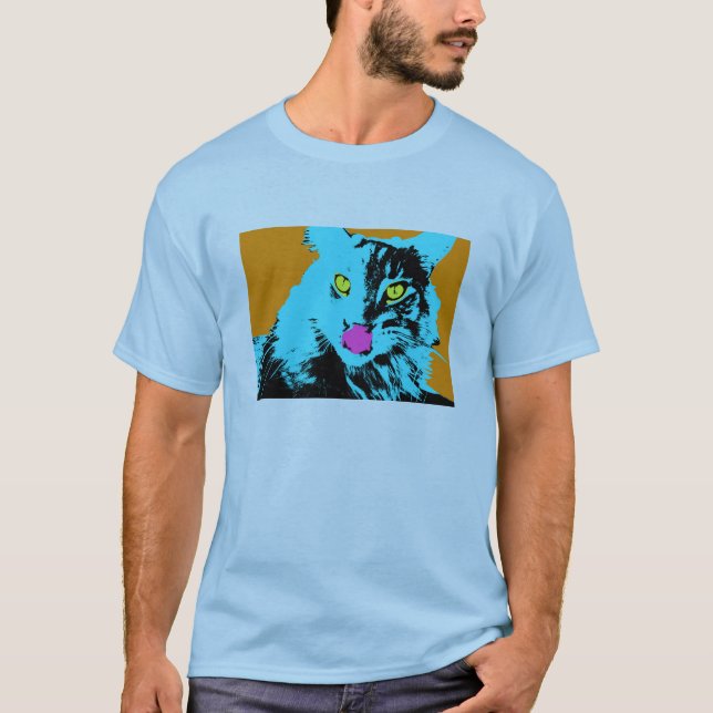 Camiseta Gato de Coon de Maine del arte pop (Anverso)