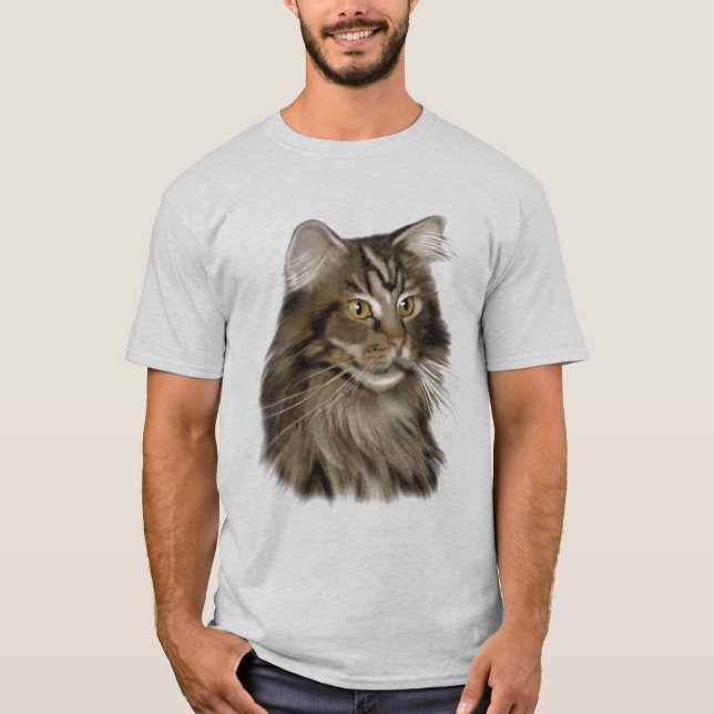 Camiseta Gato de Coon negro de Maine del Tabby (Anverso)