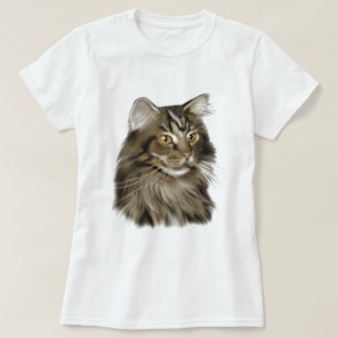 Camiseta Gato de Coon negro de Maine del Tabby