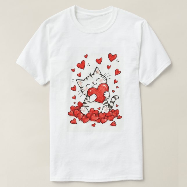 Camiseta Gato de Corazón  (Diseño del anverso)