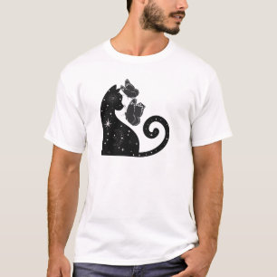 Camiseta Gato de Corazón con Mariposas Arte de Amor Adorabl