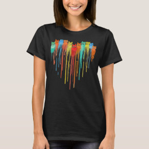 Camiseta Gato de Corazón Gato Arcoíris Gato Colorido