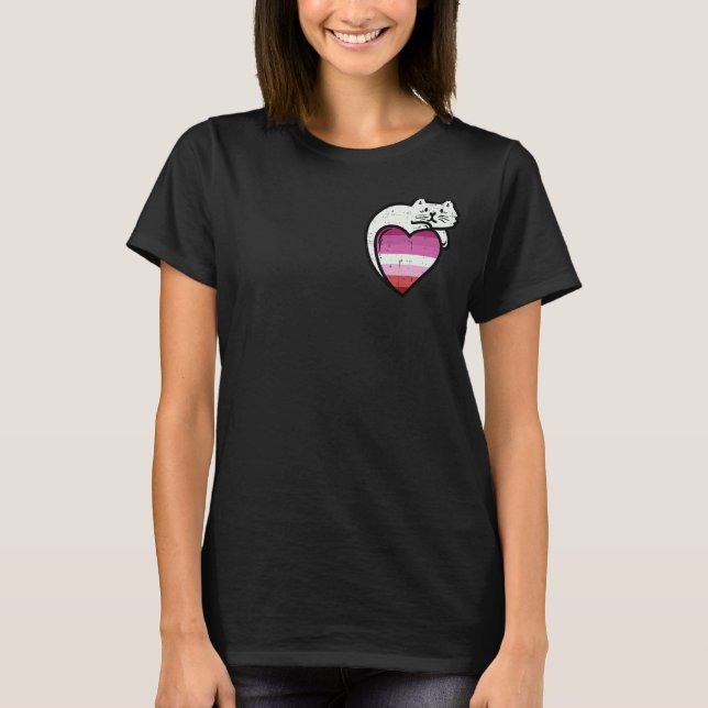 Camiseta Gato de corazón lésbico Pocket Femme Love Lgbt Org (Anverso)