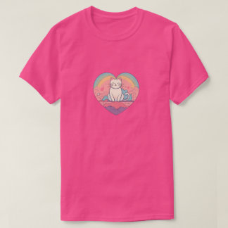 Camiseta Gato de Corazón Minimalista