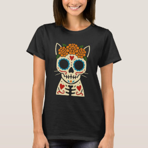 Camiseta Gato de cráneo de azúcar - Día de los Muertos Arte