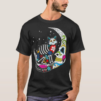 Camiseta Gato de cráneo de azúcar y ropa de luna Hombres Dí