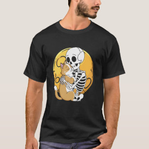 Camiseta Gato de cráneo de gata esqueleto de Halloween góti