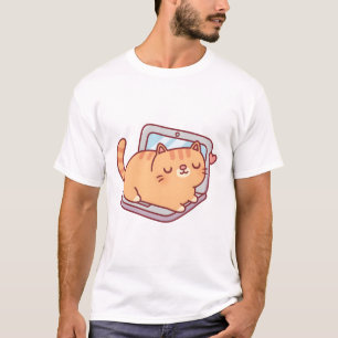 Camiseta Gato de Cubby Tabby descansando en un portátil