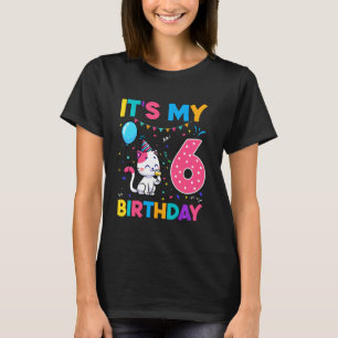 Camiseta Gato de cumpleaños 6 años Gatito minino 6º cumplea