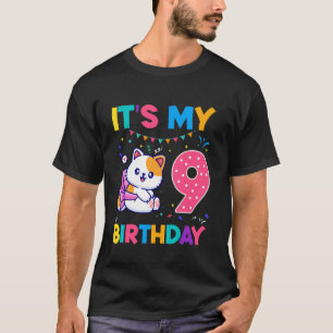 Camiseta Gato de cumpleaños 9 años Gatito gatito Cumpleaños