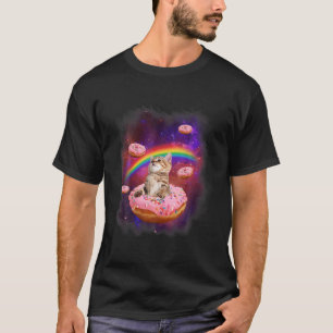 Camiseta Gato de Cute Donut Space Volando Galaxia Kitty