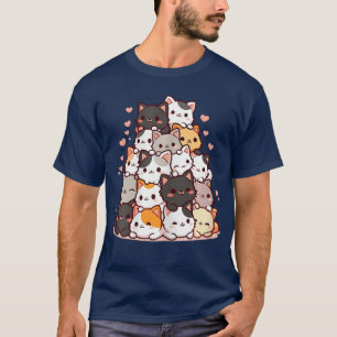 Camiseta Gato de dibujos animados anime kawaii lindo amigo