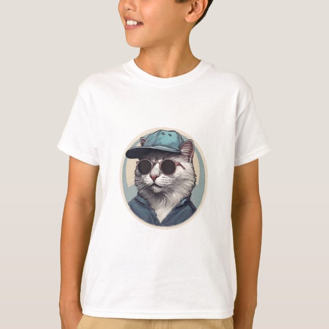 Camiseta Gato de dibujos animados con gafas de sol (Anverso)