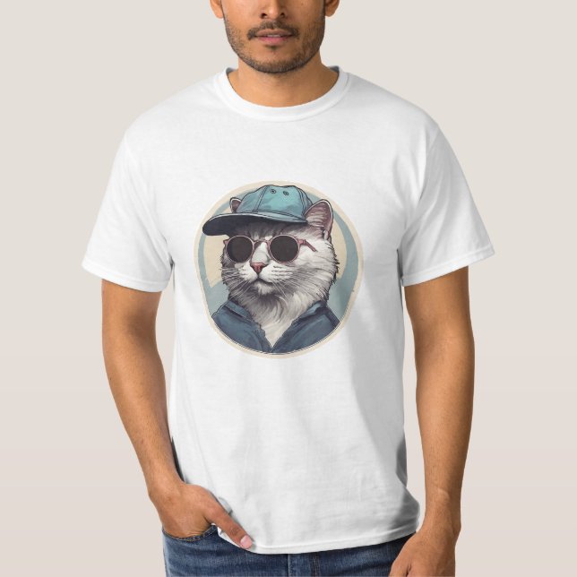 Camiseta Gato de Dibujos Animados con Gafas de Sol (Anverso)