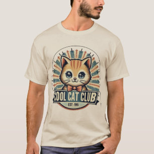 Camiseta Gato de dibujos animados elegante: logotipo de est