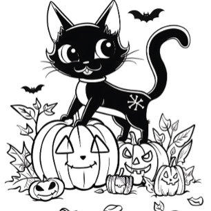 Camiseta Gato de Dibujos Animados en Blanco y Negro