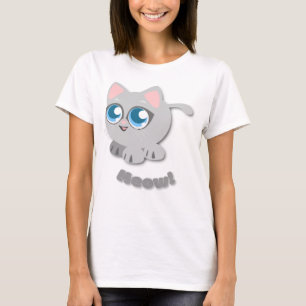 Camiseta Gato de dibujos animados gris lindo