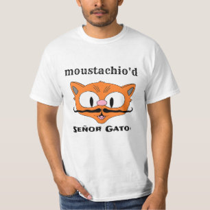 Camiseta gato de dibujos animados humorísticos con bigote