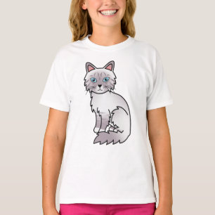 Camiseta Gato de dibujos animados Lilac Point Tabby Birman