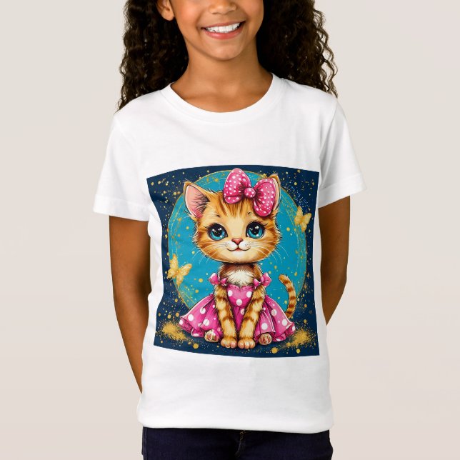 Camiseta Gato de dibujos animados lindo (Anverso)