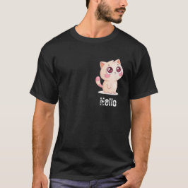 Camiseta Gato de dibujos animados lindo diciendo hola