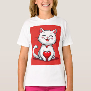 Camiseta Gato de dibujos animados lindo enamorado