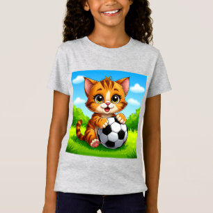 Camiseta Gato de dibujos animados lindo sosteniendo balón d