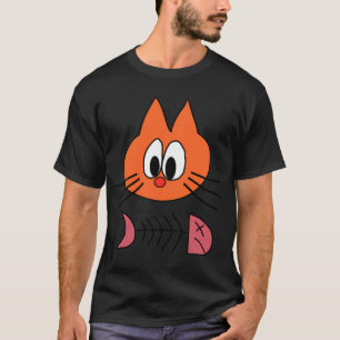 Camiseta Gato de dibujos animados naranja con restos de un