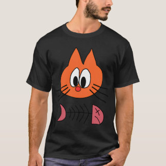Camiseta Gato de dibujos animados naranja con restos de un 