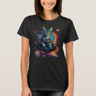 Camiseta Gato de DJ cósmico intergaláctico - Retro-Futuris 