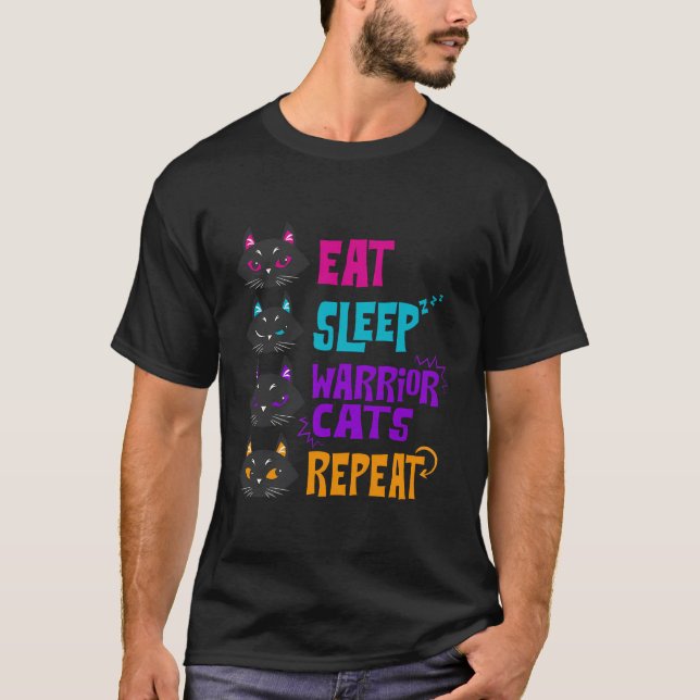 Camiseta Gato de dormir guerrero de repetir gatos guerrero  (Anverso)
