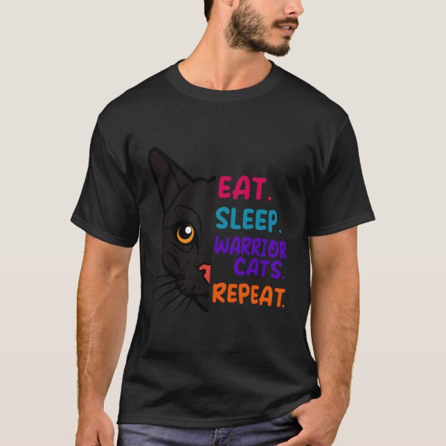 Camiseta Gato de dormir guerrero de repetir gatos guerrero  (Anverso)