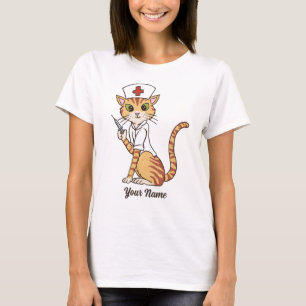 Camiseta Gato de enfermería - Ginger Tabby Enfermera a un a