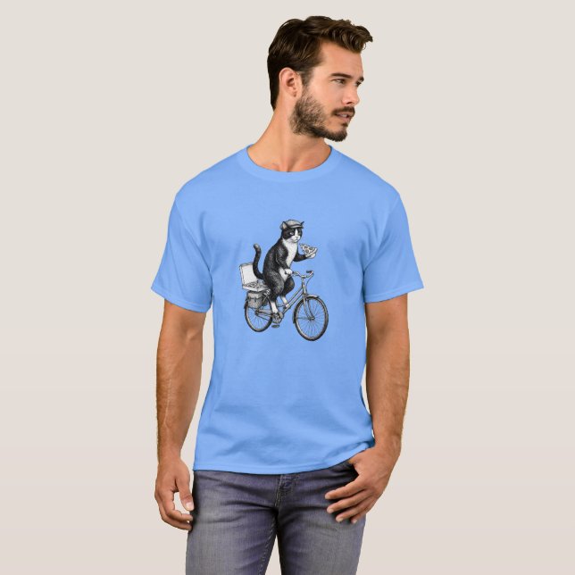 Camiseta Gato de entrega de pizza retro  (Anverso completo)