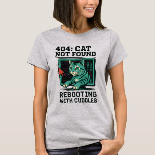 Camiseta Gato de error 404 no encontrado Reiniciando Cuddle